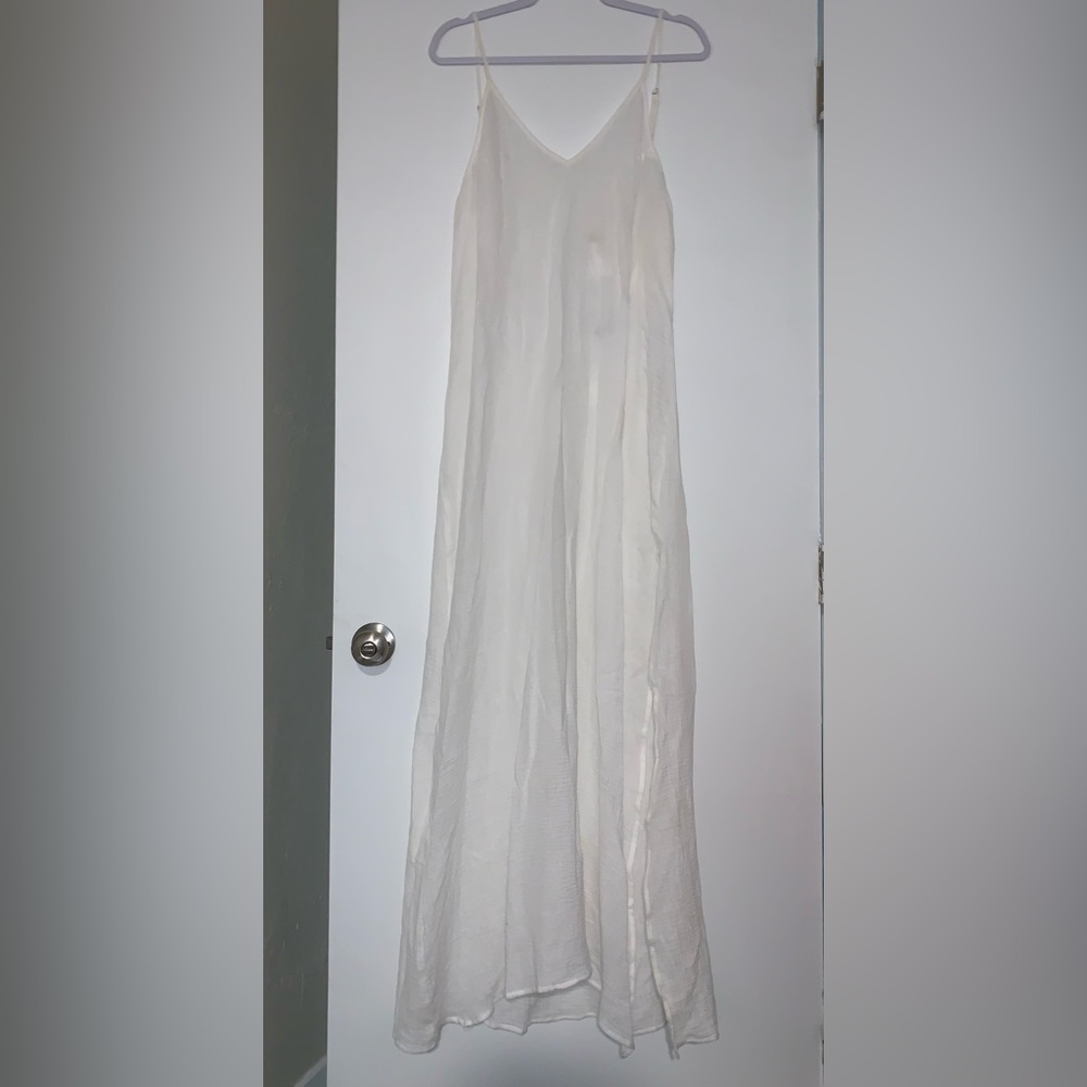 American Tall Elegant White Sheer Beach Dress